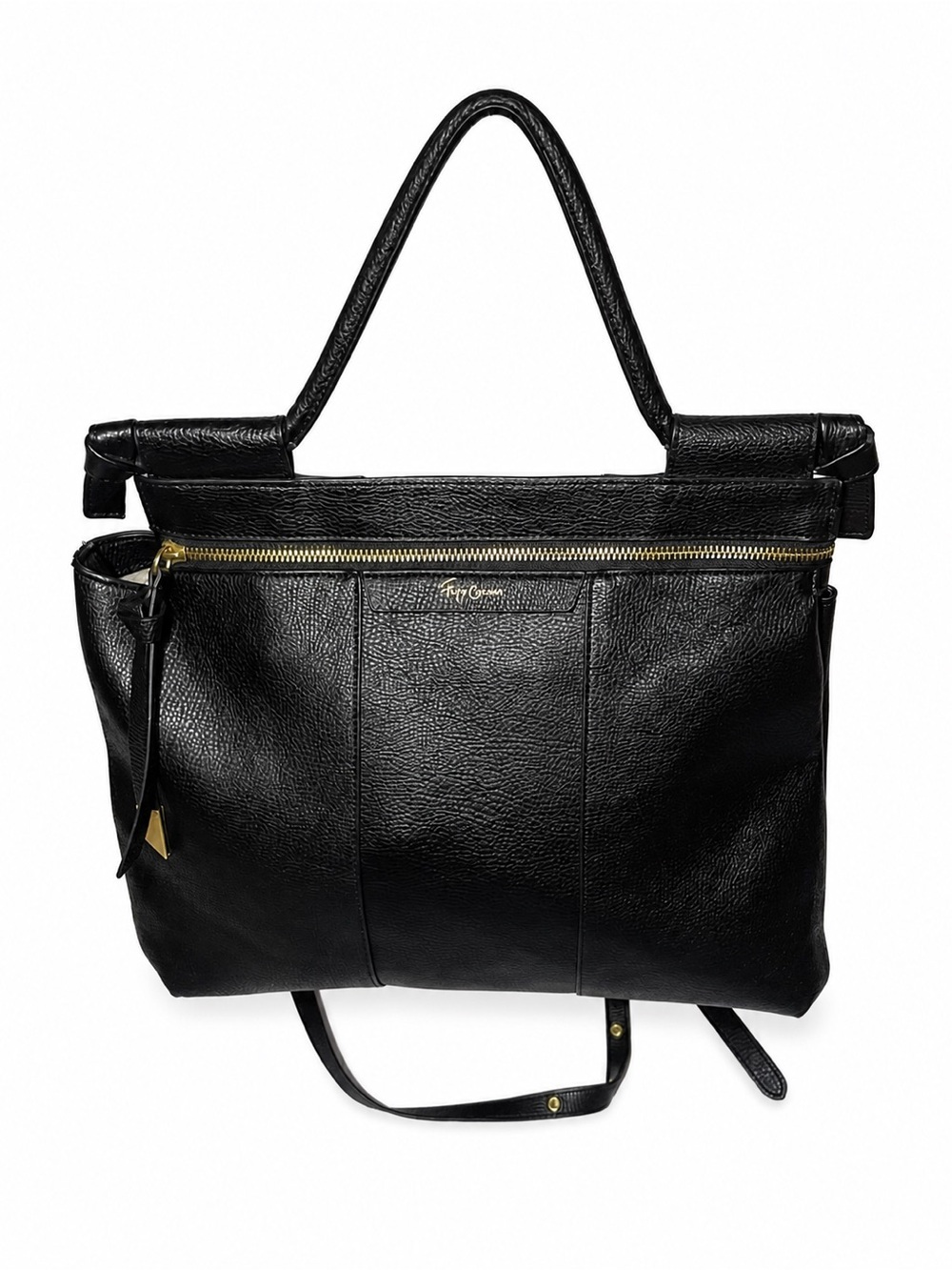 Foley & Corinna Black Pebbled Leather Tote | Work Bag | Gold Hardware